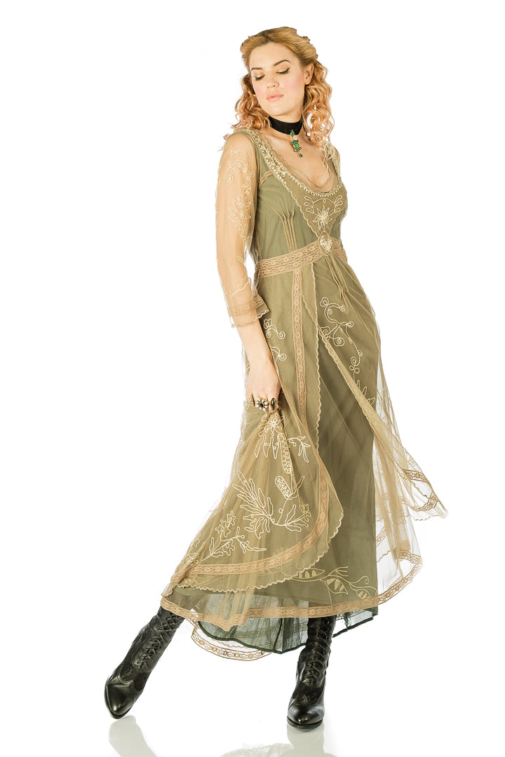 downton abbey tea party dress How would you style this Downton Abbey Tea Party Gown in Turquoise by Nataya with pearls for a touch of Edwardian romance, or with bold accessories for a modern twist? The delicate