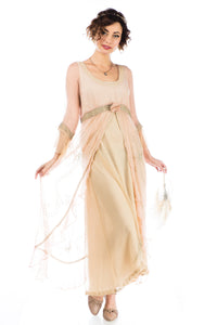 Dafna Bridgerton Inspired Dress in Peach Sage by Nataya